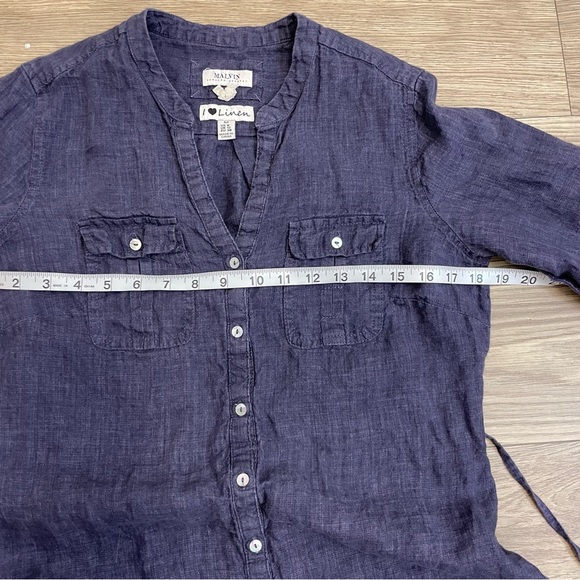 Malvin Royal Blue 100% Linen Belted Waist Safari Shirt Dress - Picture 6 of 9